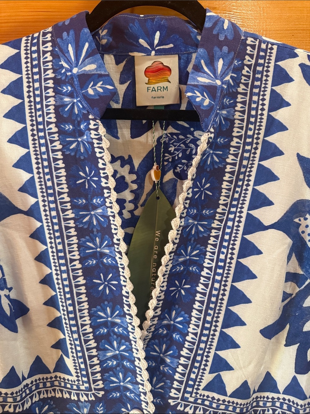 NWT! 💙 FARM Rio Flora Tapestry Linen-Blend Maxi Dress, Size L! - Picture 6 of 10